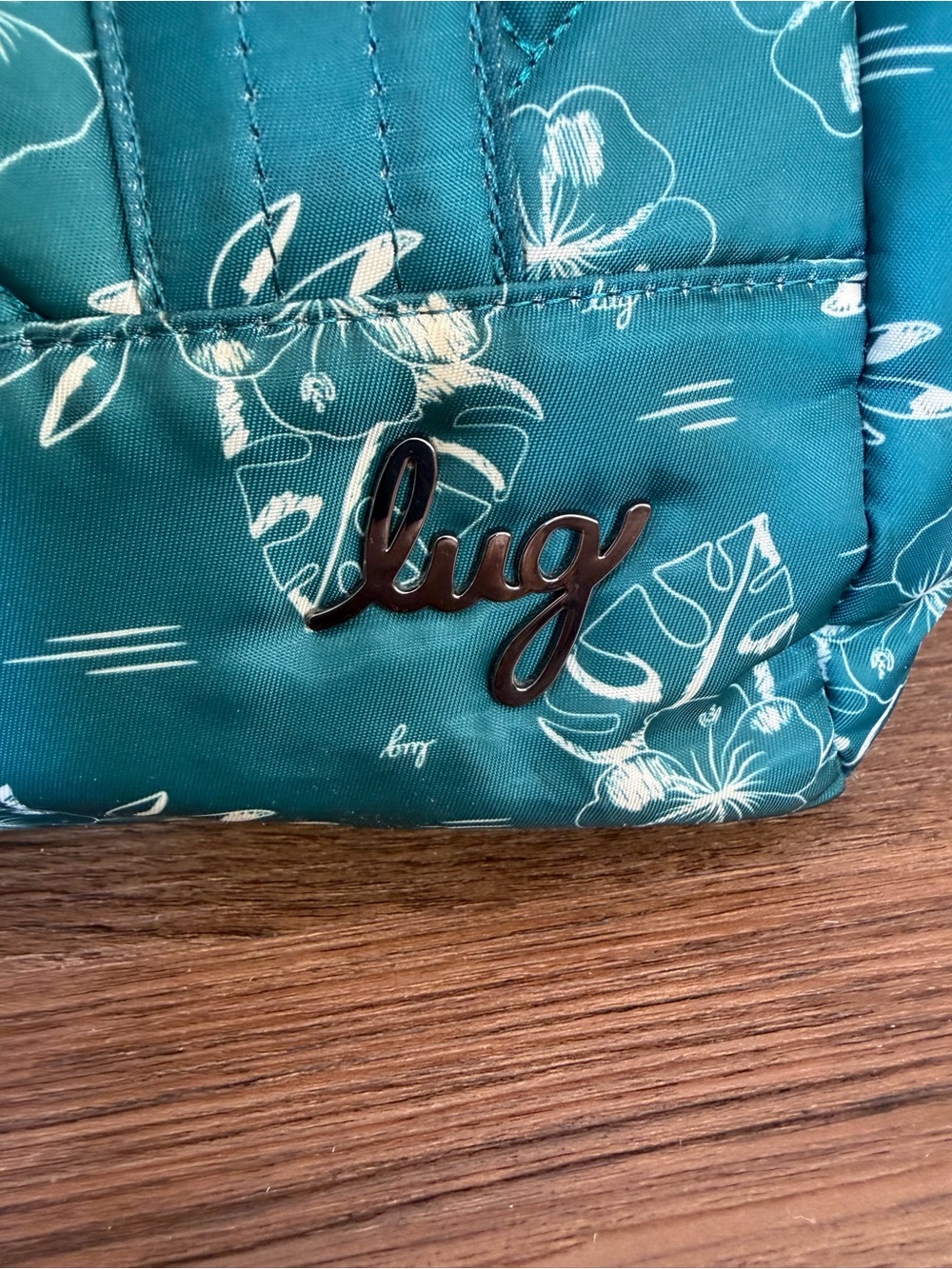 lug Teal Floral Quilted Tote Bag - Picture 6 of 15